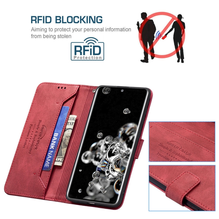 For Samsung Galaxy S20 Ultra Magnetic Clasp RFID Blocking Anti-Theft Leather Case with Holder & Card Slots & Wallet