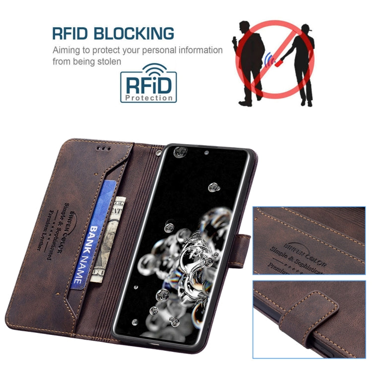 For Samsung Galaxy S20 Ultra Magnetic Clasp RFID Blocking Anti-Theft Leather Case with Holder & Card Slots & Wallet