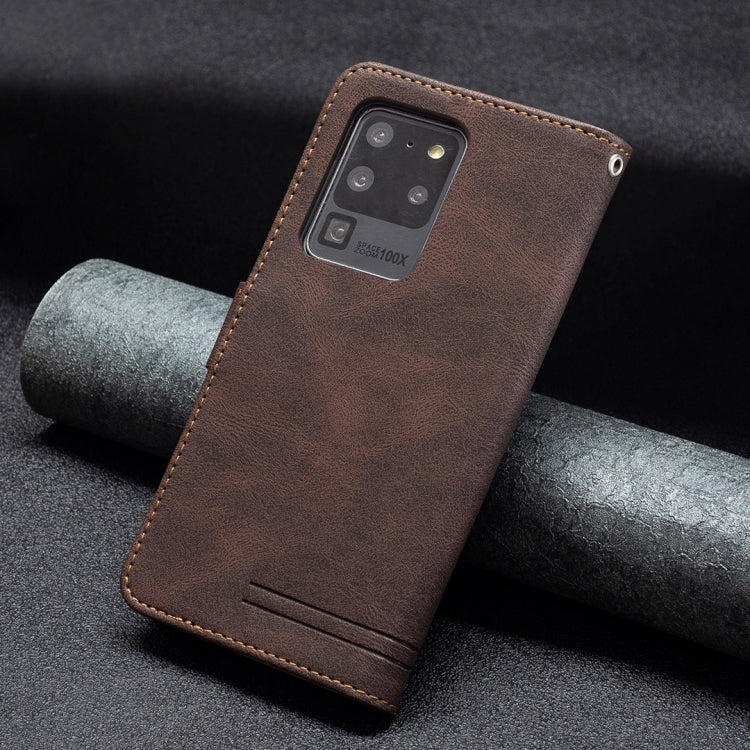 For Samsung Galaxy S20 Ultra Magnetic Clasp RFID Blocking Anti-Theft Leather Case with Holder & Card Slots & Wallet