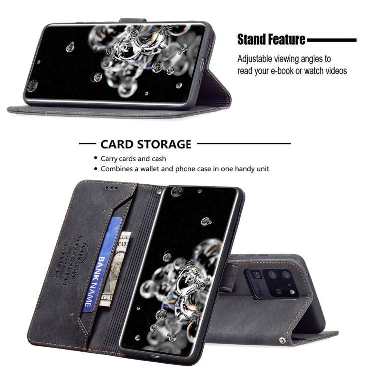 For Samsung Galaxy S20 Ultra Magnetic Clasp RFID Blocking Anti-Theft Leather Case with Holder & Card Slots & Wallet