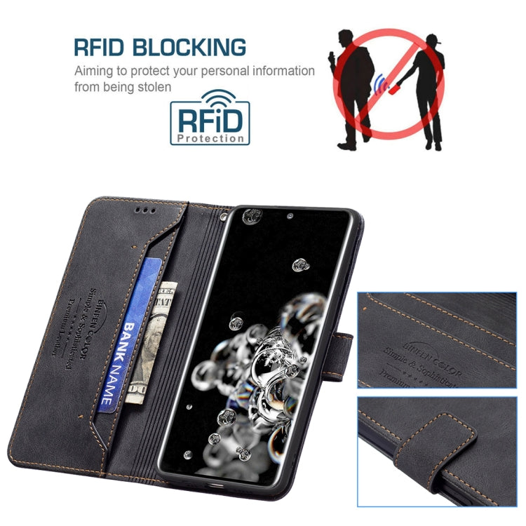 For Samsung Galaxy S20 Ultra Magnetic Clasp RFID Blocking Anti-Theft Leather Case with Holder & Card Slots & Wallet