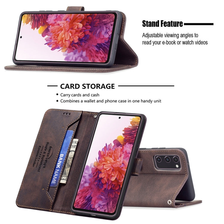 For Samsung Galaxy S20 FE Magnetic Clasp RFID Blocking Anti-Theft Leather Case with Holder & Card Slots & Wallet