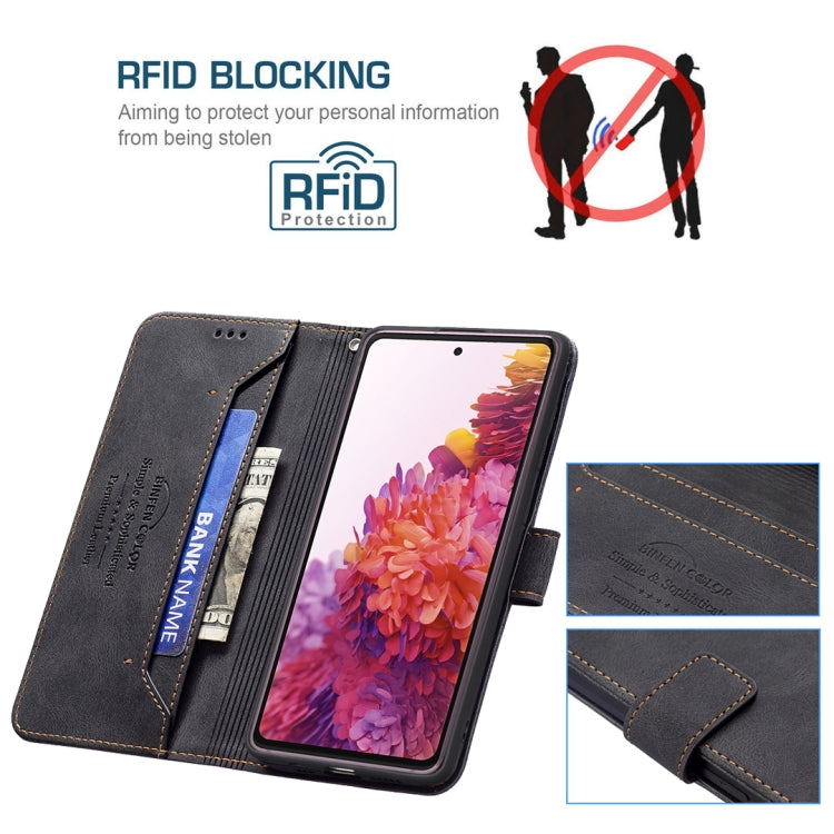 For Samsung Galaxy S20 FE Magnetic Clasp RFID Blocking Anti-Theft Leather Case with Holder & Card Slots & Wallet