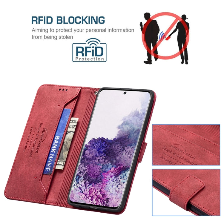 For Samsung Galaxy S20 Magnetic Clasp RFID Blocking Anti-Theft Leather Case with Holder & Card Slots & Wallet
