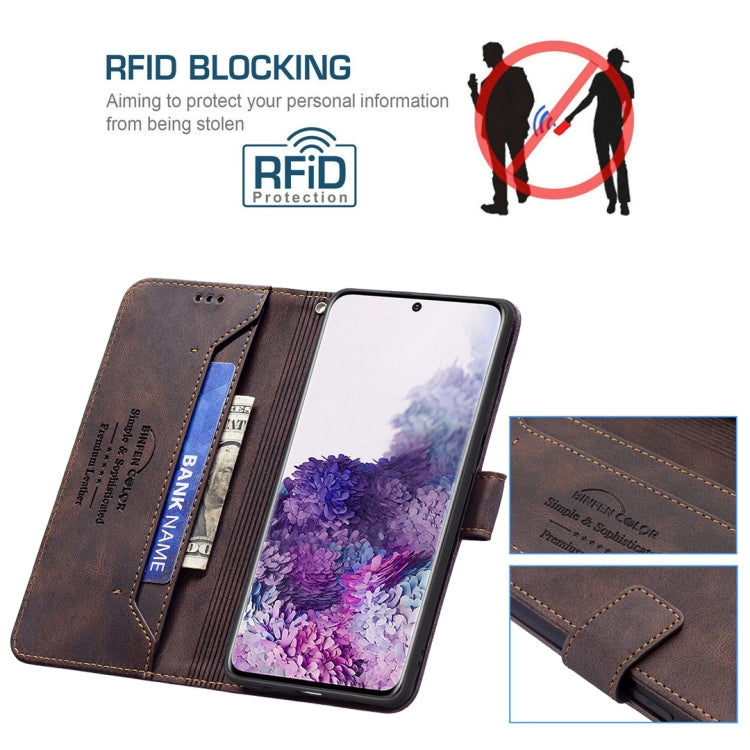 For Samsung Galaxy S20 Magnetic Clasp RFID Blocking Anti-Theft Leather Case with Holder & Card Slots & Wallet