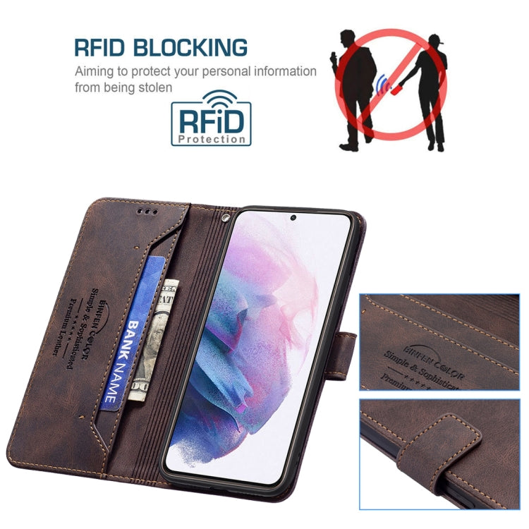 For Samsung Galaxy S21+ 5G Magnetic Clasp RFID Blocking Anti-Theft Leather Case with Holder & Card Slots & Wallet