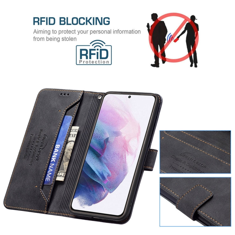For Samsung Galaxy S21+ 5G Magnetic Clasp RFID Blocking Anti-Theft Leather Case with Holder & Card Slots & Wallet