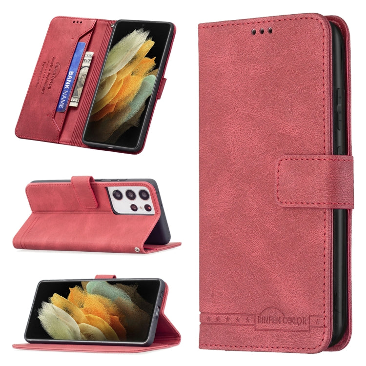 For Samsung Galaxy S21 Ultra 5G Magnetic Clasp RFID Blocking Anti-Theft Leather Case with Holder & Card Slots & Wallet