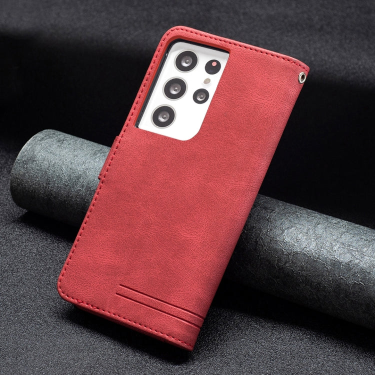 For Samsung Galaxy S21 Ultra 5G Magnetic Clasp RFID Blocking Anti-Theft Leather Case with Holder & Card Slots & Wallet