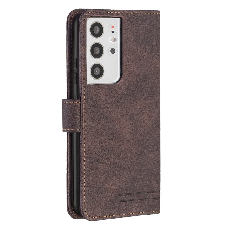 For Samsung Galaxy S21 Ultra 5G Magnetic Clasp RFID Blocking Anti-Theft Leather Case with Holder & Card Slots & Wallet