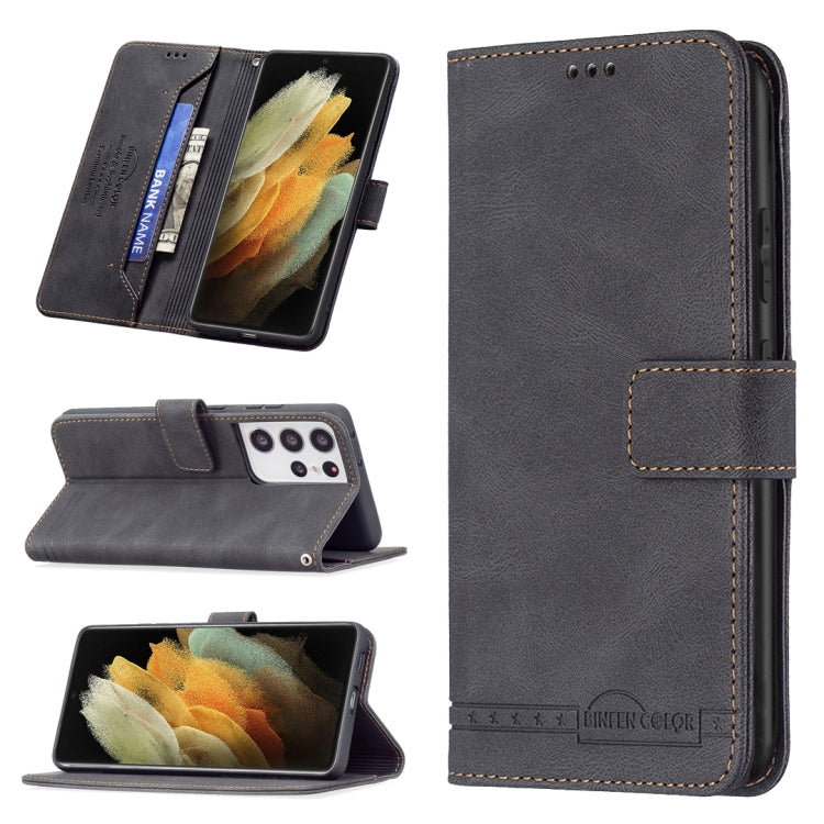 For Samsung Galaxy S21 Ultra 5G Magnetic Clasp RFID Blocking Anti-Theft Leather Case with Holder & Card Slots & Wallet