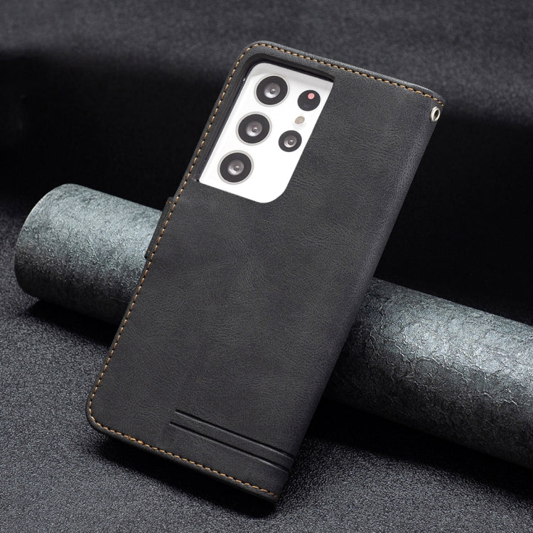 For Samsung Galaxy S21 Ultra 5G Magnetic Clasp RFID Blocking Anti-Theft Leather Case with Holder & Card Slots & Wallet