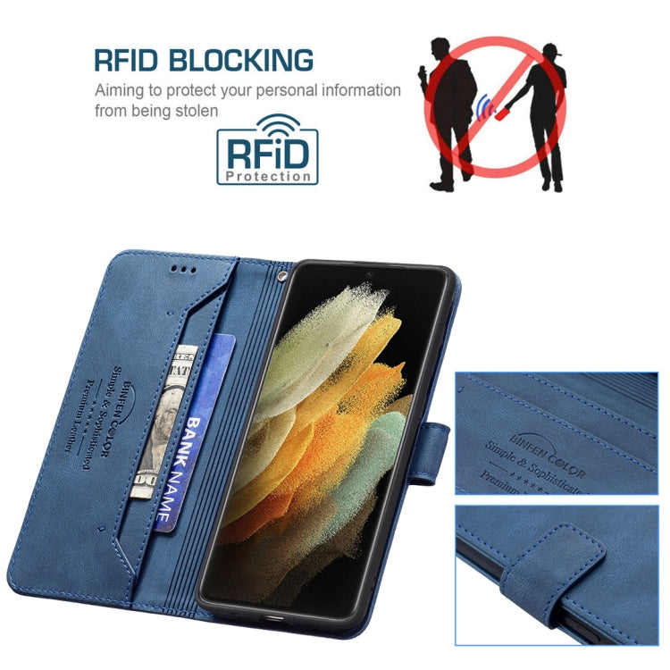 For Samsung Galaxy S21 Ultra 5G Magnetic Clasp RFID Blocking Anti-Theft Leather Case with Holder & Card Slots & Wallet