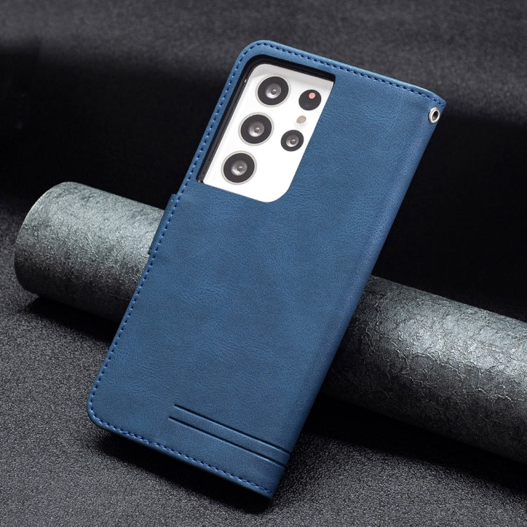 For Samsung Galaxy S21 Ultra 5G Magnetic Clasp RFID Blocking Anti-Theft Leather Case with Holder & Card Slots & Wallet