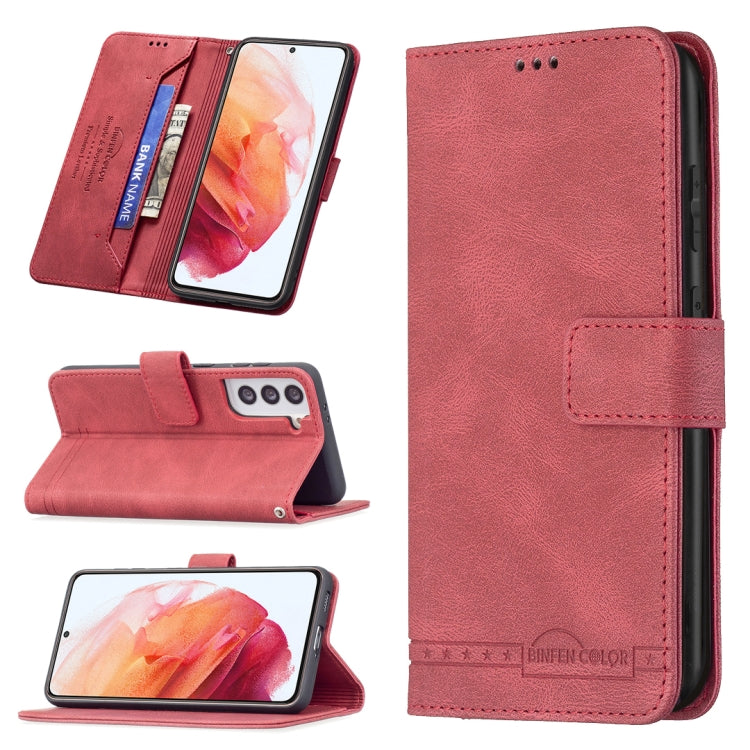 For Samsung Galaxy S21 5G Magnetic Clasp RFID Blocking Anti-Theft Leather Case with Holder & Card Slots & Wallet