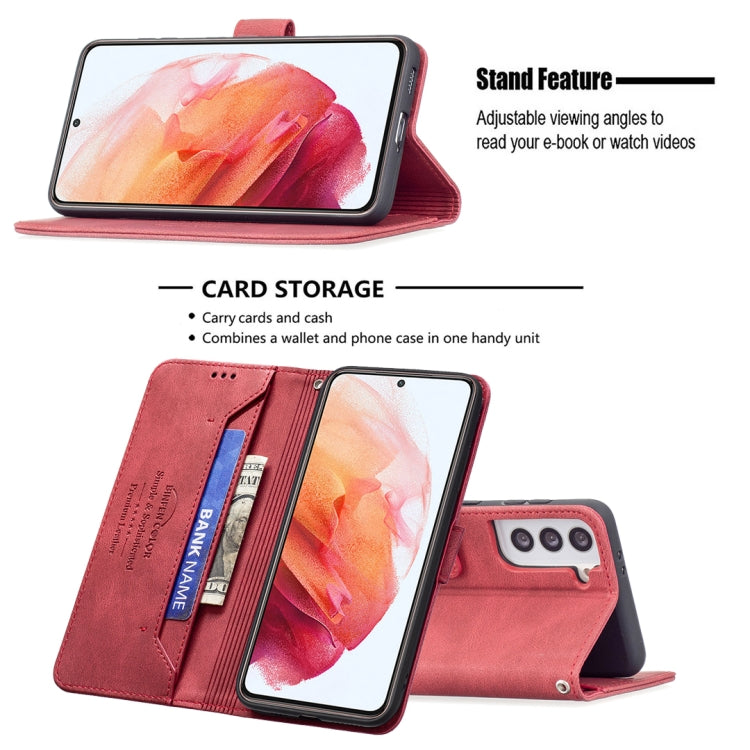 For Samsung Galaxy S21 5G Magnetic Clasp RFID Blocking Anti-Theft Leather Case with Holder & Card Slots & Wallet
