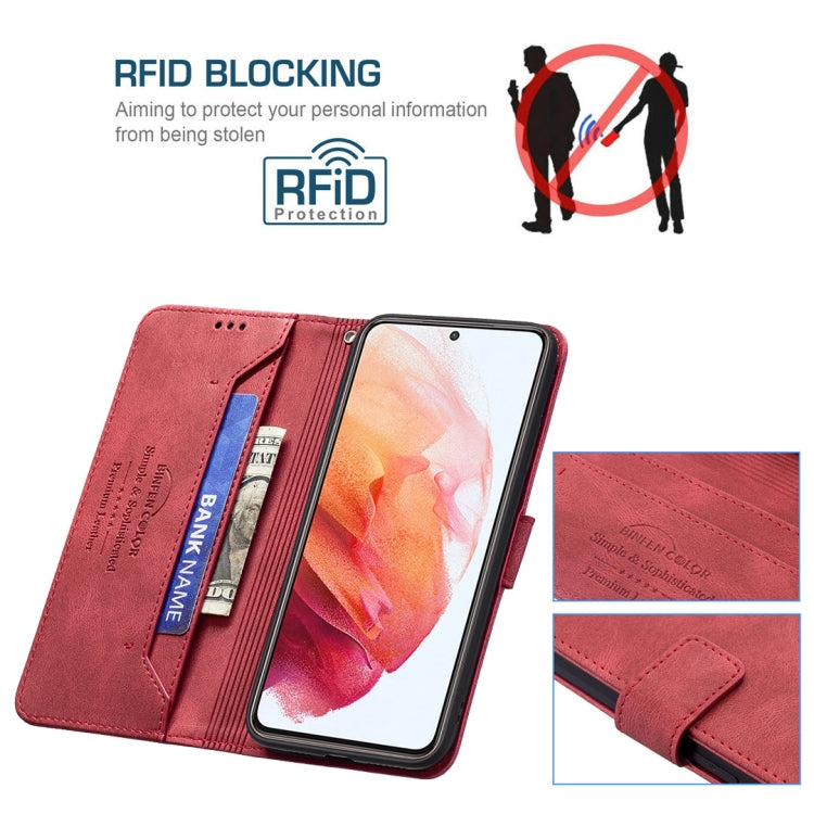 For Samsung Galaxy S21 5G Magnetic Clasp RFID Blocking Anti-Theft Leather Case with Holder & Card Slots & Wallet