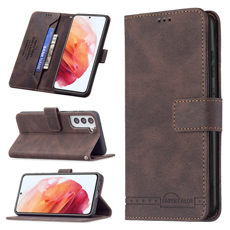 For Samsung Galaxy S21 5G Magnetic Clasp RFID Blocking Anti-Theft Leather Case with Holder & Card Slots & Wallet