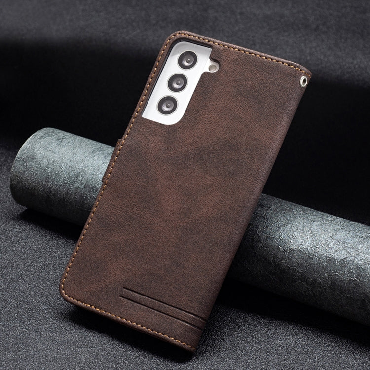 For Samsung Galaxy S21 5G Magnetic Clasp RFID Blocking Anti-Theft Leather Case with Holder & Card Slots & Wallet