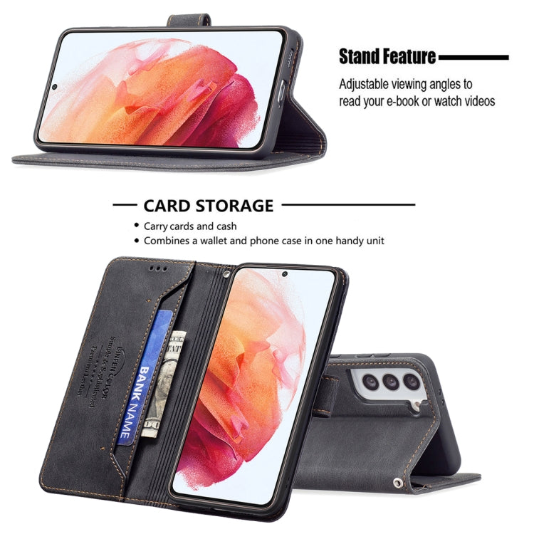 For Samsung Galaxy S21 5G Magnetic Clasp RFID Blocking Anti-Theft Leather Case with Holder & Card Slots & Wallet