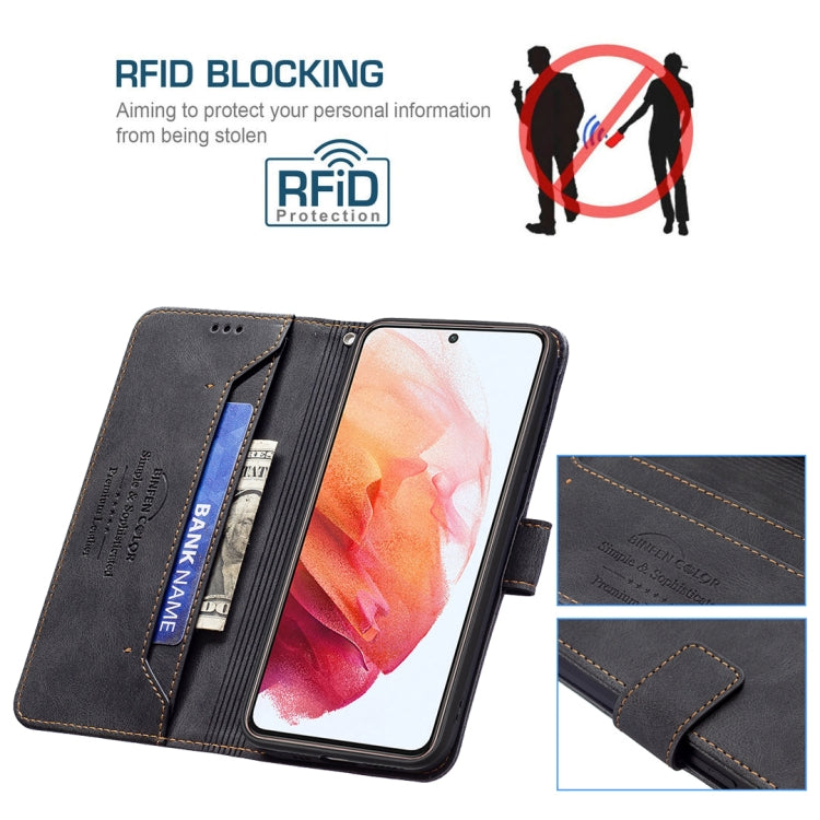 For Samsung Galaxy S21 5G Magnetic Clasp RFID Blocking Anti-Theft Leather Case with Holder & Card Slots & Wallet