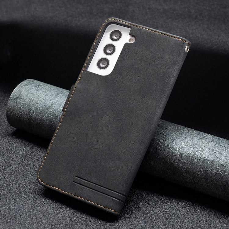 For Samsung Galaxy S21 5G Magnetic Clasp RFID Blocking Anti-Theft Leather Case with Holder & Card Slots & Wallet
