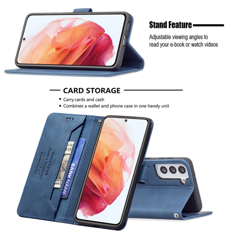 For Samsung Galaxy S21 5G Magnetic Clasp RFID Blocking Anti-Theft Leather Case with Holder & Card Slots & Wallet