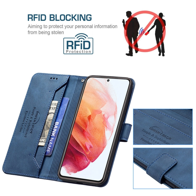 For Samsung Galaxy S21 5G Magnetic Clasp RFID Blocking Anti-Theft Leather Case with Holder & Card Slots & Wallet