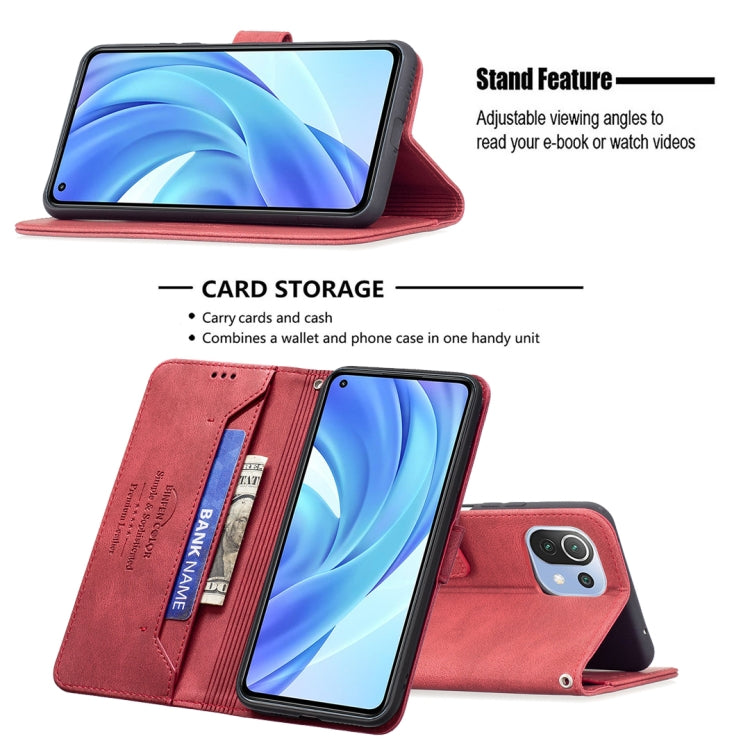 For Xiaomi Mi 11 Lite Magnetic Clasp RFID Blocking Anti-Theft Leather Case with Holder & Card Slots & Wallet
