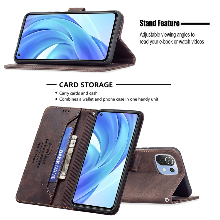 For Xiaomi Mi 11 Lite Magnetic Clasp RFID Blocking Anti-Theft Leather Case with Holder & Card Slots & Wallet