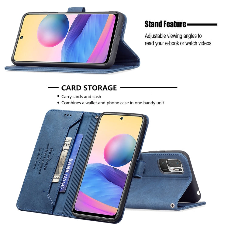 For Xiaomi Poco M3 Pro / Redmi Note 10 5G Magnetic Clasp RFID Blocking Anti-Theft Leather Case with Holder & Card Slots & Wallet