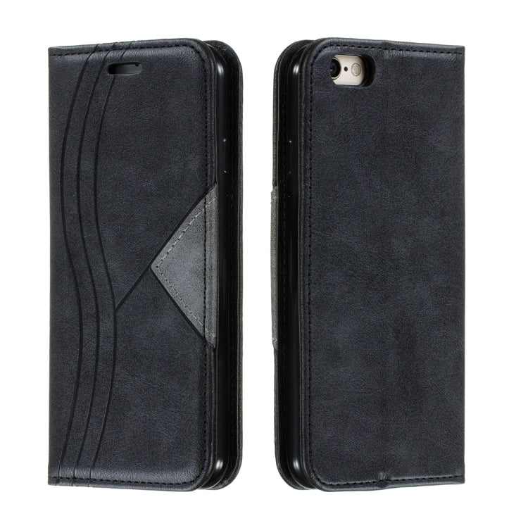 For iPhone 6 Splicing Color Magnetic Hem Horizontal Flip Leather Case with Holder & Card Slots