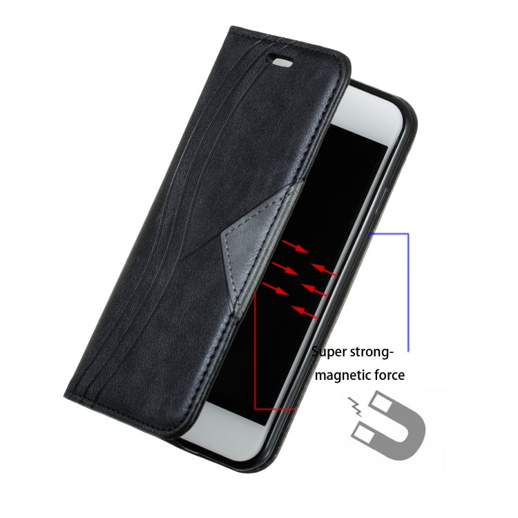 For iPhone 6 Splicing Color Magnetic Hem Horizontal Flip Leather Case with Holder & Card Slots
