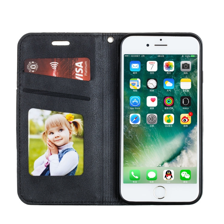 For iPhone 6 Splicing Color Magnetic Hem Horizontal Flip Leather Case with Holder & Card Slots