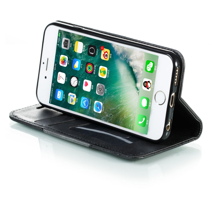 For iPhone 6 Splicing Color Magnetic Hem Horizontal Flip Leather Case with Holder & Card Slots