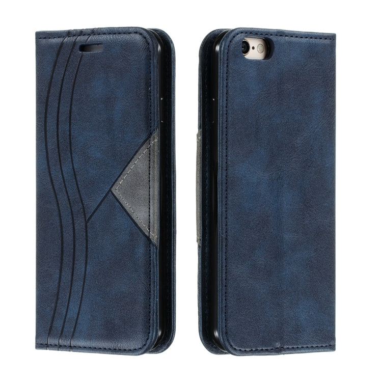 For iPhone 6 Splicing Color Magnetic Hem Horizontal Flip Leather Case with Holder & Card Slots