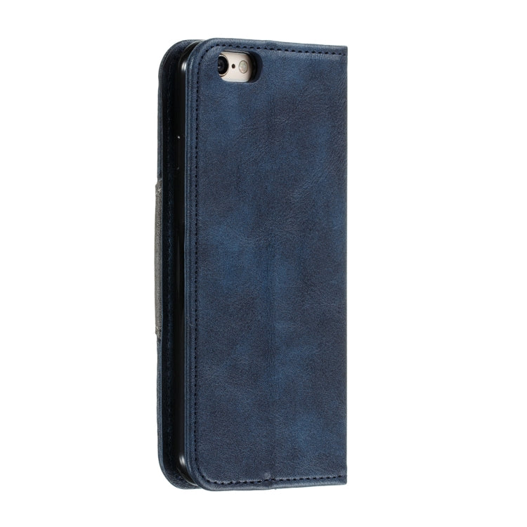 For iPhone 6 Splicing Color Magnetic Hem Horizontal Flip Leather Case with Holder & Card Slots