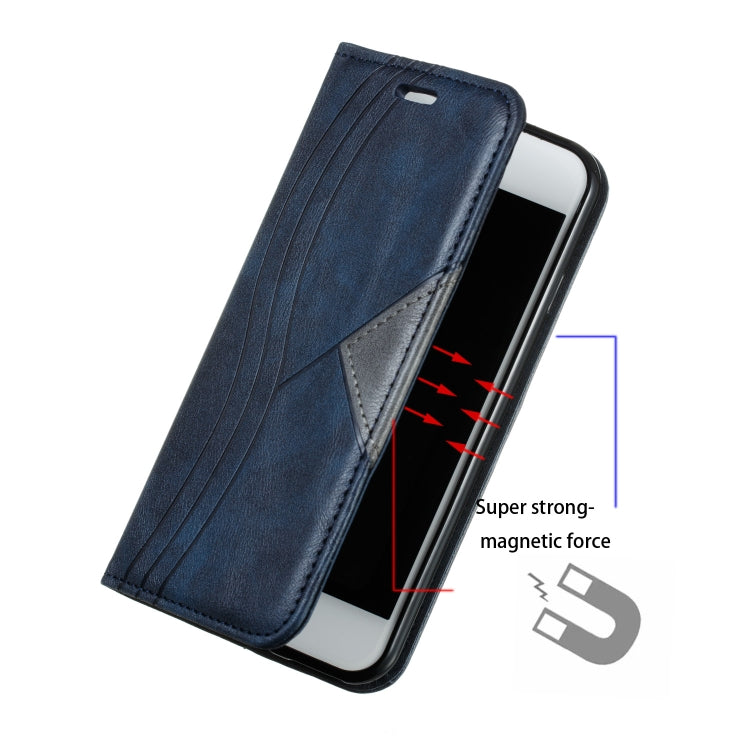 For iPhone 6 Splicing Color Magnetic Hem Horizontal Flip Leather Case with Holder & Card Slots