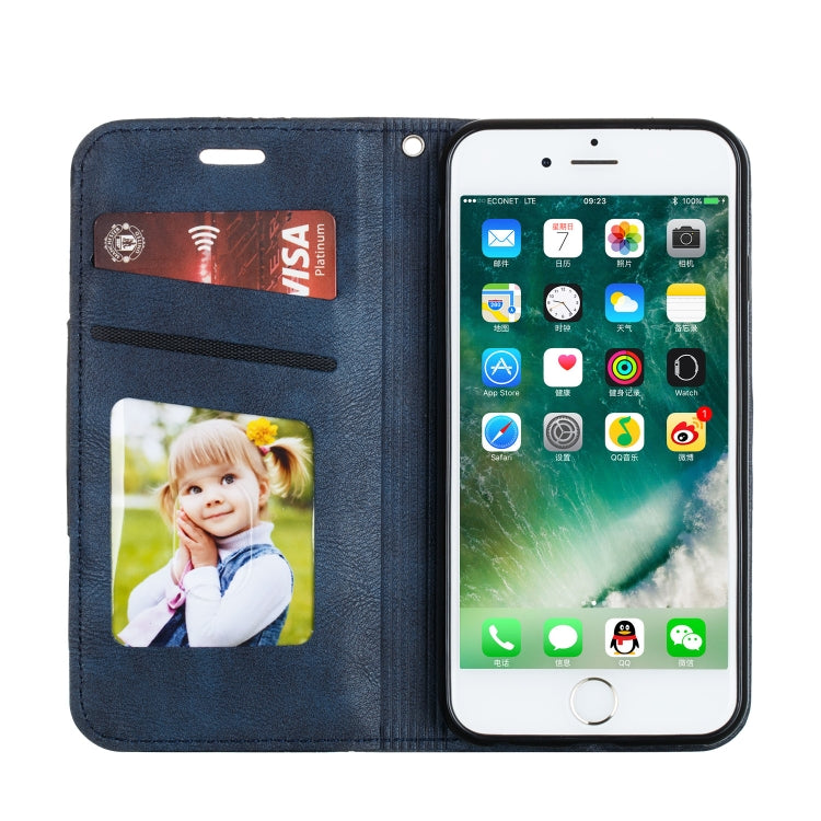 For iPhone 6 Splicing Color Magnetic Hem Horizontal Flip Leather Case with Holder & Card Slots