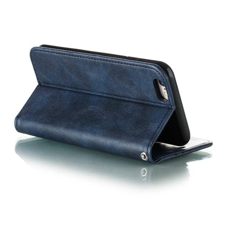 For iPhone 6 Splicing Color Magnetic Hem Horizontal Flip Leather Case with Holder & Card Slots