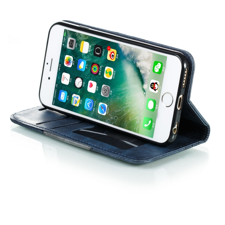 For iPhone 6 Splicing Color Magnetic Hem Horizontal Flip Leather Case with Holder & Card Slots