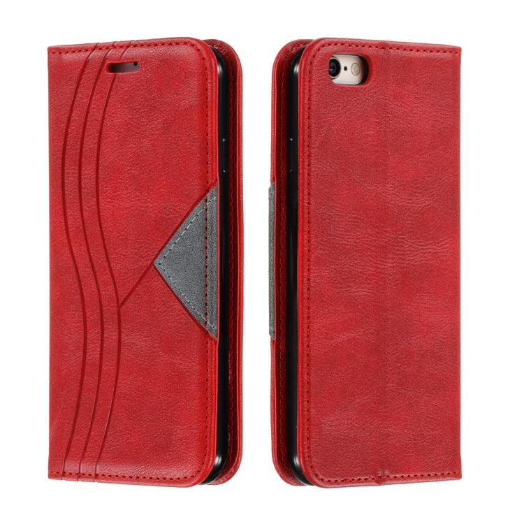 For iPhone 6 Splicing Color Magnetic Hem Horizontal Flip Leather Case with Holder & Card Slots