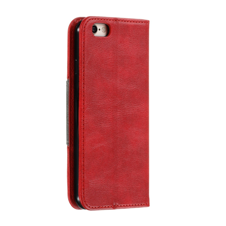 For iPhone 6 Splicing Color Magnetic Hem Horizontal Flip Leather Case with Holder & Card Slots
