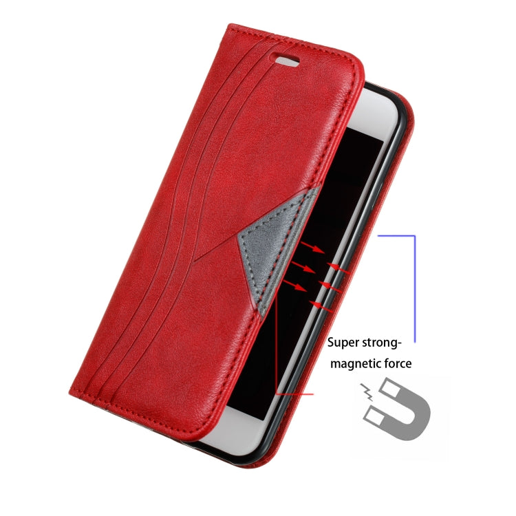 For iPhone 6 Splicing Color Magnetic Hem Horizontal Flip Leather Case with Holder & Card Slots