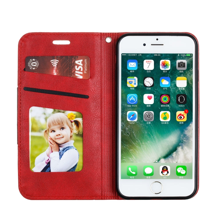For iPhone 6 Splicing Color Magnetic Hem Horizontal Flip Leather Case with Holder & Card Slots