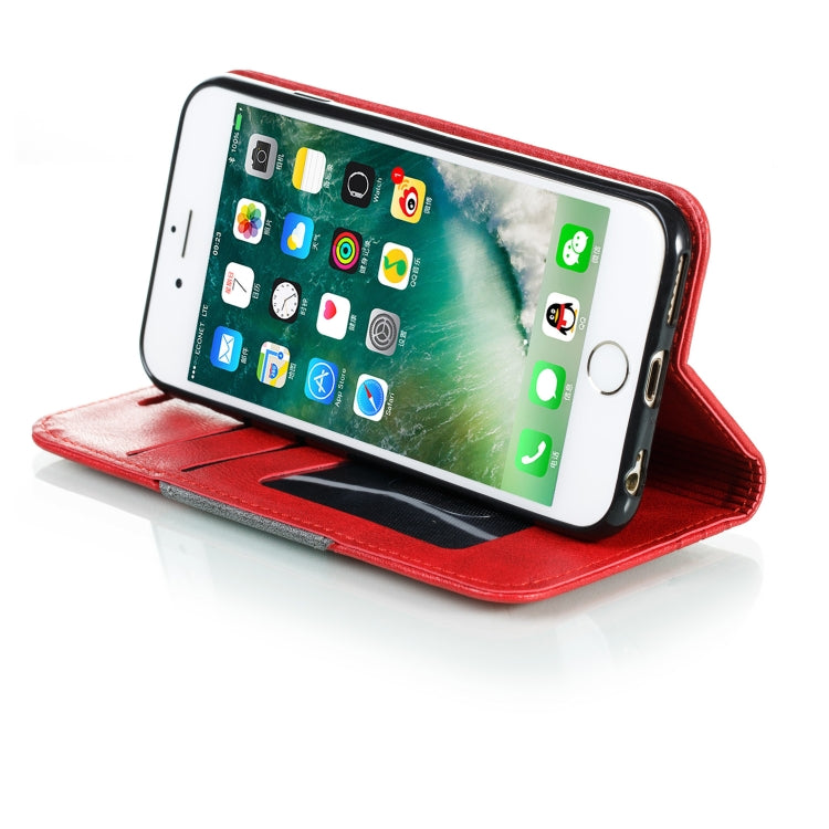 For iPhone 6 Splicing Color Magnetic Hem Horizontal Flip Leather Case with Holder & Card Slots