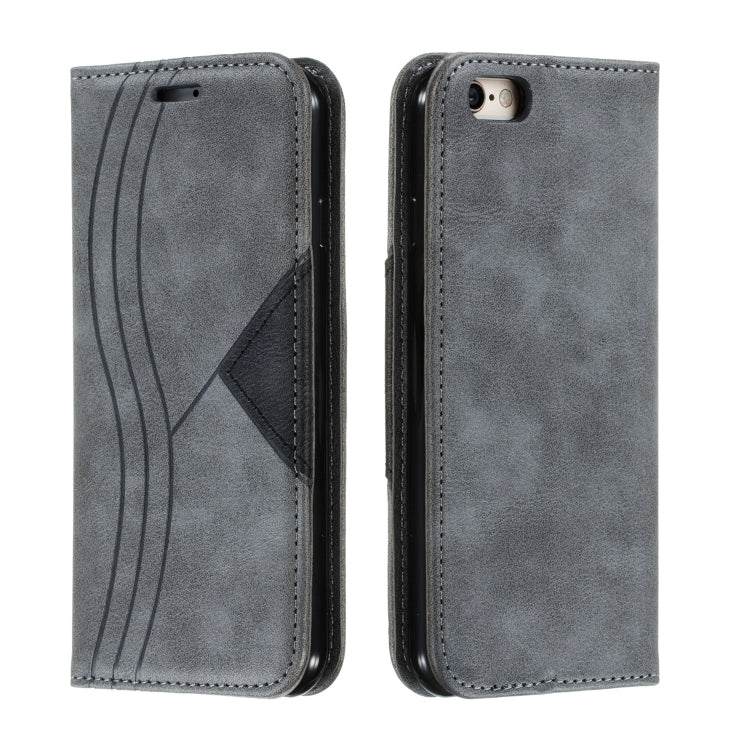 For iPhone 6 Splicing Color Magnetic Hem Horizontal Flip Leather Case with Holder & Card Slots