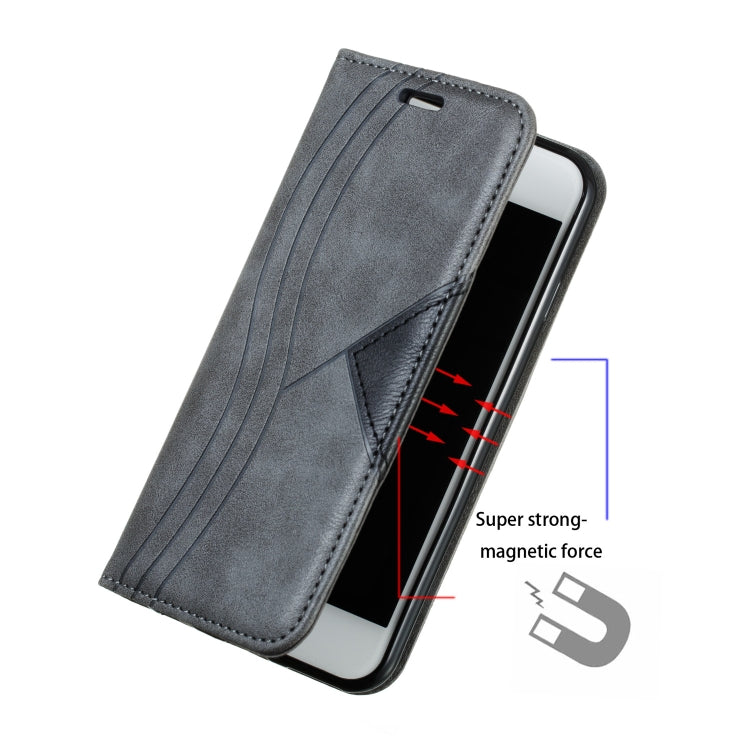 For iPhone 6 Splicing Color Magnetic Hem Horizontal Flip Leather Case with Holder & Card Slots