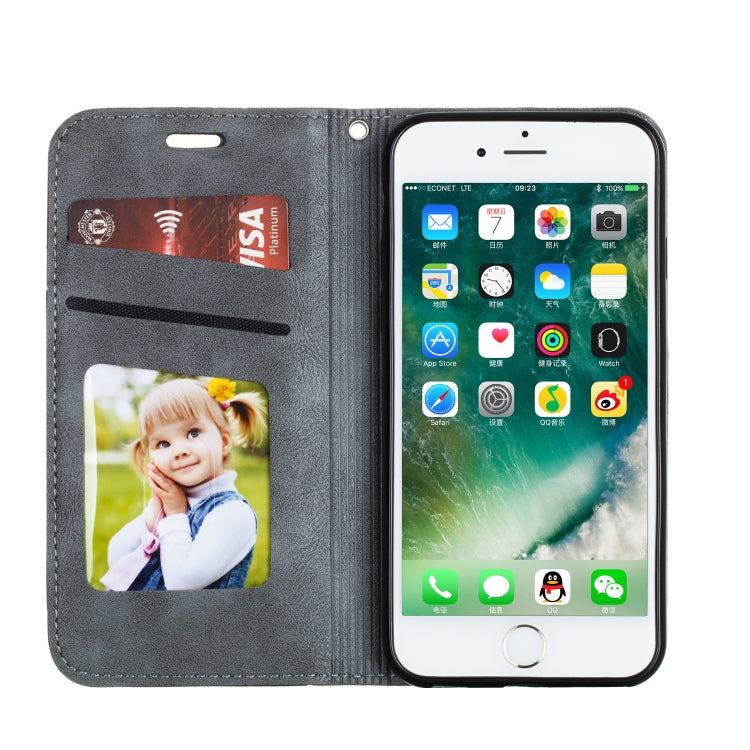 For iPhone 6 Splicing Color Magnetic Hem Horizontal Flip Leather Case with Holder & Card Slots