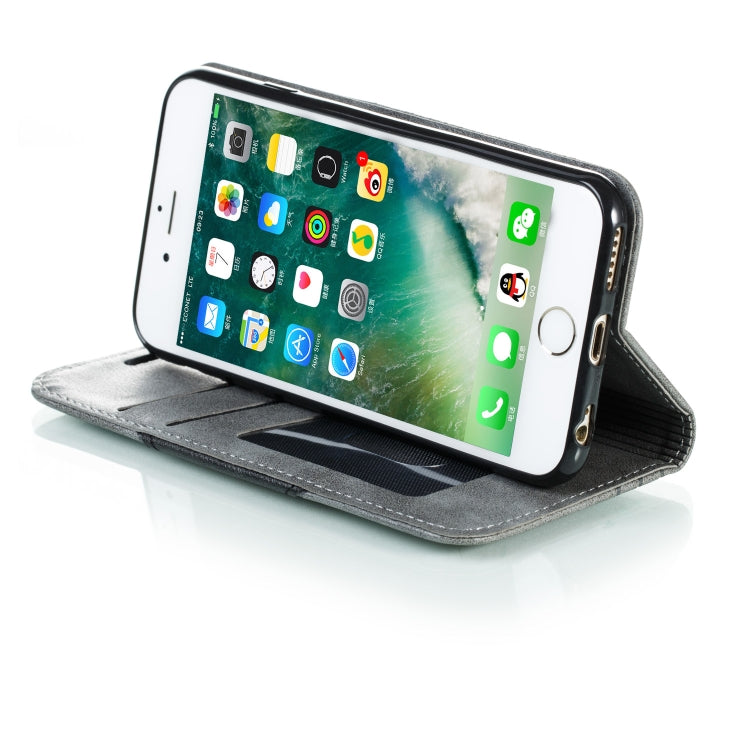 For iPhone 6 Splicing Color Magnetic Hem Horizontal Flip Leather Case with Holder & Card Slots